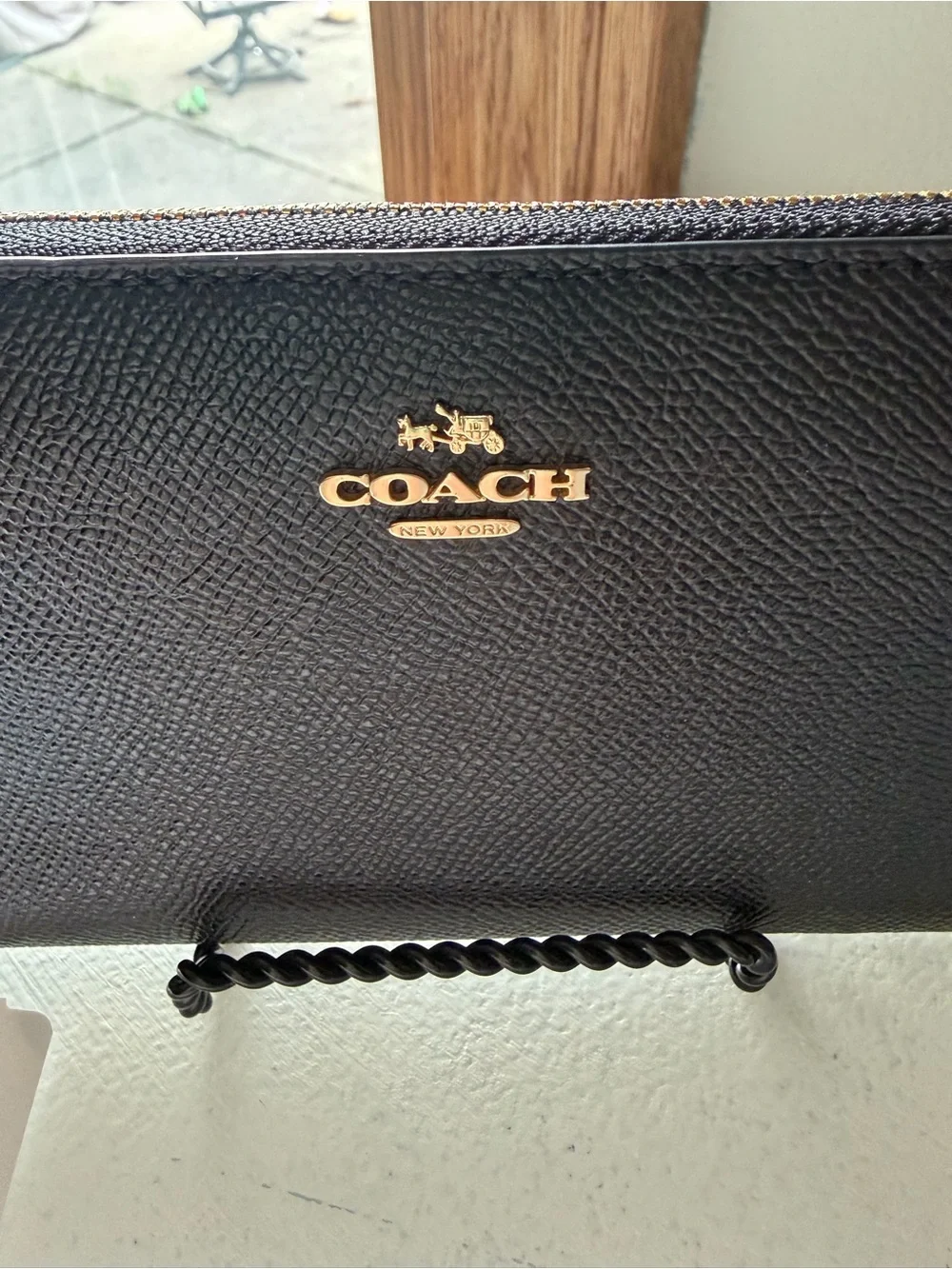 COACH NWT Black Leather Phone Wallet